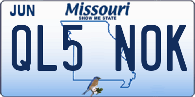 MO license plate QL5N0K