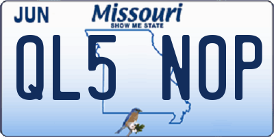 MO license plate QL5N0P