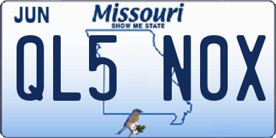 MO license plate QL5N0X