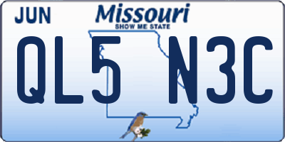 MO license plate QL5N3C