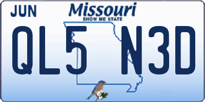 MO license plate QL5N3D
