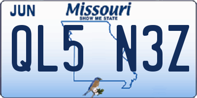 MO license plate QL5N3Z