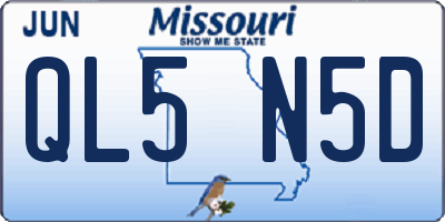 MO license plate QL5N5D