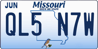 MO license plate QL5N7W