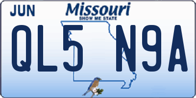 MO license plate QL5N9A