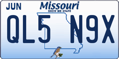MO license plate QL5N9X