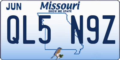 MO license plate QL5N9Z