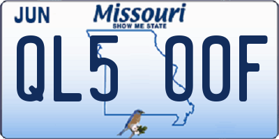 MO license plate QL5O0F