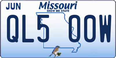 MO license plate QL5O0W