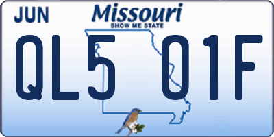 MO license plate QL5O1F