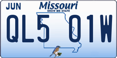 MO license plate QL5O1W