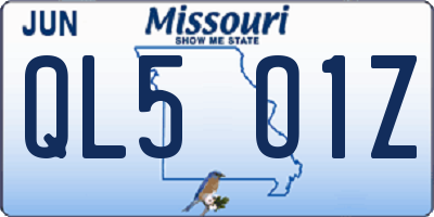 MO license plate QL5O1Z