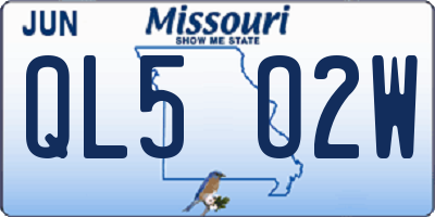 MO license plate QL5O2W