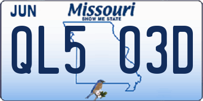 MO license plate QL5O3D