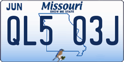 MO license plate QL5O3J