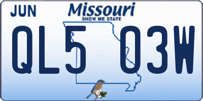 MO license plate QL5O3W