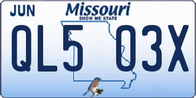 MO license plate QL5O3X