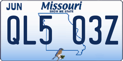 MO license plate QL5O3Z
