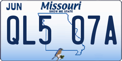 MO license plate QL5O7A
