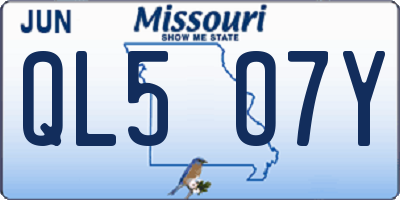 MO license plate QL5O7Y