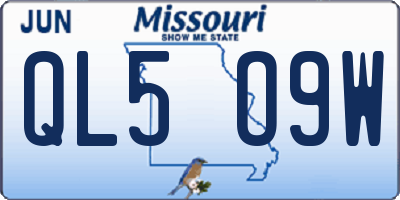 MO license plate QL5O9W