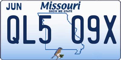 MO license plate QL5O9X