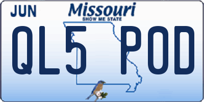 MO license plate QL5P0D