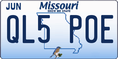 MO license plate QL5P0E