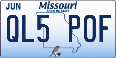 MO license plate QL5P0F