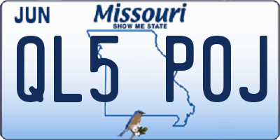 MO license plate QL5P0J