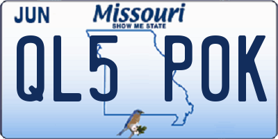 MO license plate QL5P0K