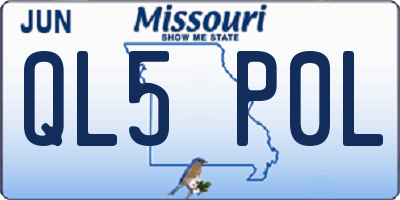 MO license plate QL5P0L