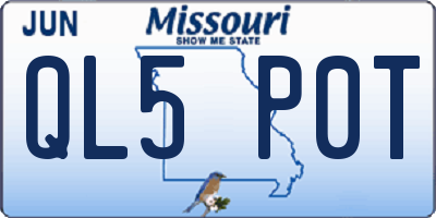MO license plate QL5P0T