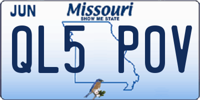 MO license plate QL5P0V
