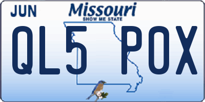 MO license plate QL5P0X