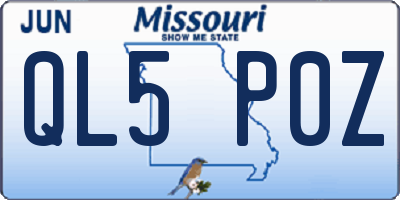 MO license plate QL5P0Z