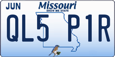 MO license plate QL5P1R