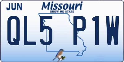 MO license plate QL5P1W