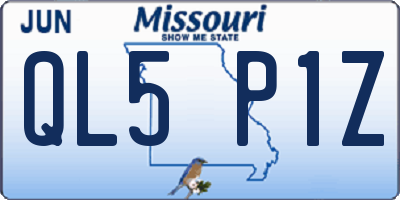 MO license plate QL5P1Z