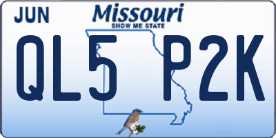 MO license plate QL5P2K