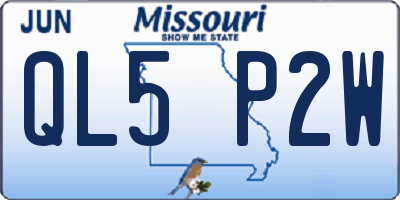 MO license plate QL5P2W