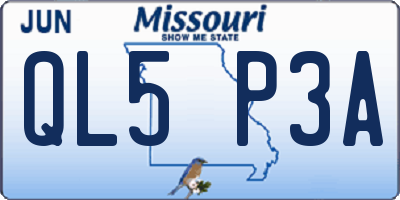 MO license plate QL5P3A