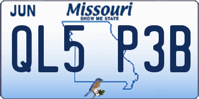 MO license plate QL5P3B