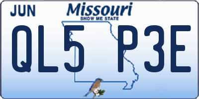 MO license plate QL5P3E