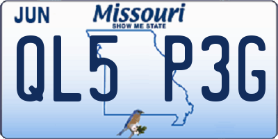 MO license plate QL5P3G