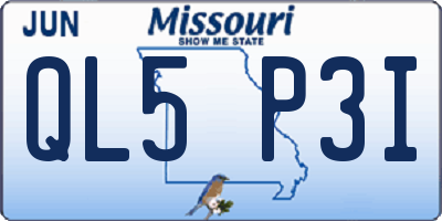 MO license plate QL5P3I