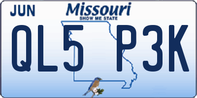 MO license plate QL5P3K