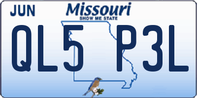 MO license plate QL5P3L