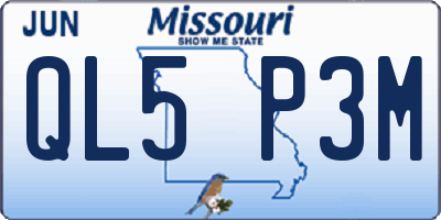 MO license plate QL5P3M