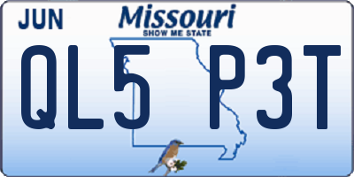 MO license plate QL5P3T
